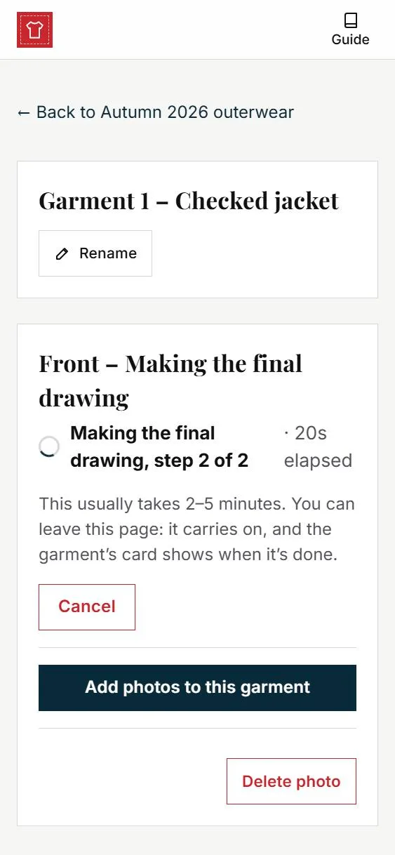 Making the final drawing, step 2 of 2, with the time elapsed